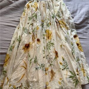 Floral Print Maxi Skirt - Yellow and Green